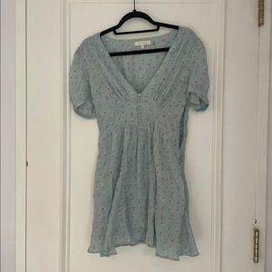 LoveShackFancy Cora Floral Print Puff Sleeve Button-Up Top Silk Mini-Dress XS